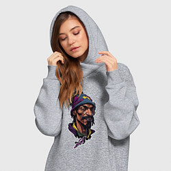 Женское худи-платье Snoop dogg head, цвет: меланж — фото 2