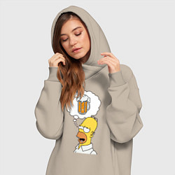 Женское худи-платье Пивной Гомер, цвет: миндальный — фото 2