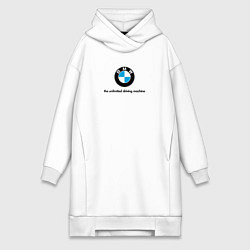 Женское худи-платье BMW the unlimited driving machine, цвет: белый