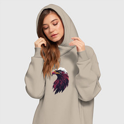 Женское худи-платье Арт портрет орла, цвет: миндальный — фото 2