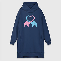 Женское худи-платье Elephants love, цвет: тёмно-синий