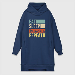 Женское худи-платье Eat sleep Palworld rpeat, цвет: тёмно-синий