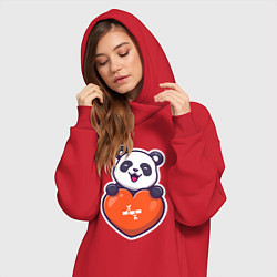 Женское худи-платье Сердечная панда, цвет: красный — фото 2