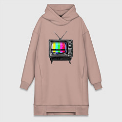 Женское худи-платье Старый телевизор no signal, цвет: пыльно-розовый