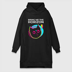 Женское худи-платье Bring Me the Horizon rock star cat, цвет: черный