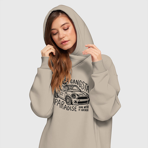 Женская толстовка-платье Gangsta paradise / Миндальный – фото 3