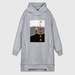 Женское худи-платье Алания человек с флагом, цвет: меланж