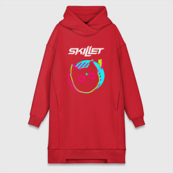 Женское худи-платье Skillet rock star cat, цвет: красный