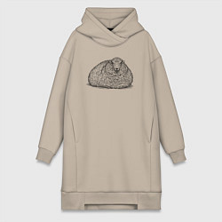 Женская толстовка-платье Овца лежит