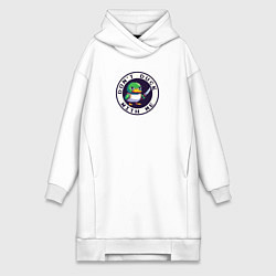 Женское худи-платье Зеленая утка держит нож, цвет: белый