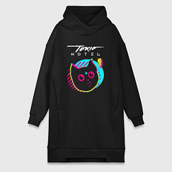 Женское худи-платье Tokio Hotel rock star cat, цвет: черный