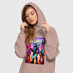 Женское худи-платье Cyberpunk and Minecraft - ai art collaboration, цвет: пыльно-розовый — фото 2