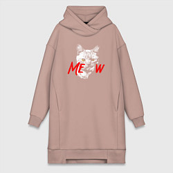 Женское худи-платье Meow kitty, цвет: пыльно-розовый