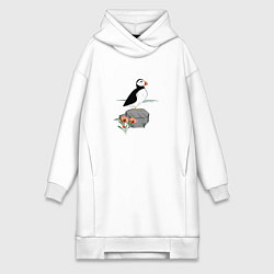 Женское худи-платье Маленькая птичка тупик, цвет: белый
