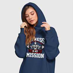 Женское худи-платье Фитнес моя миссия, цвет: тёмно-синий — фото 2