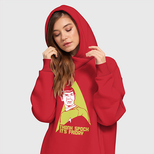 Женская толстовка-платье Спасибо Спок сегодня пятница / Красный – фото 3