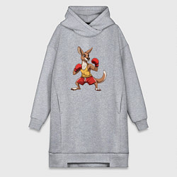 Женское худи-платье Кенгуру боксёр в перчатках, цвет: меланж