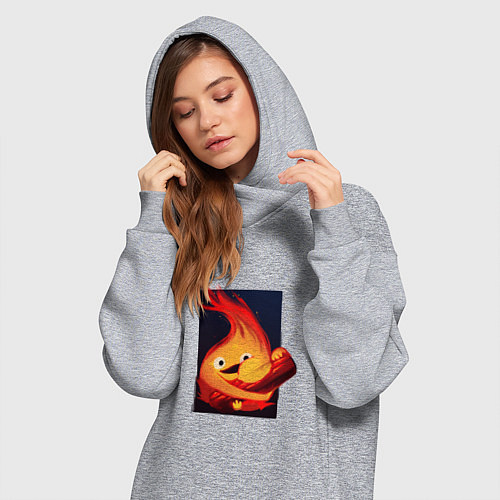 Женская толстовка-платье Кальцифер из Ходячего замка / Меланж – фото 3