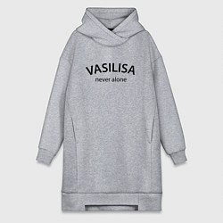 Женское худи-платье Vasilisa never alone - motto, цвет: меланж