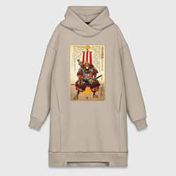 Женское худи-платье Самурай Ода Нобутака: гравюра укиё-э, цвет: миндальный