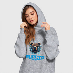 Женское худи-платье Russian bear head, цвет: меланж — фото 2