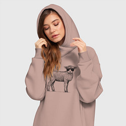 Женское худи-платье Ягненок в кепке, цвет: пыльно-розовый — фото 2