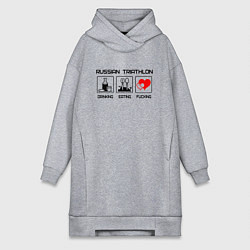 Женское худи-платье Russian triathlon, цвет: меланж