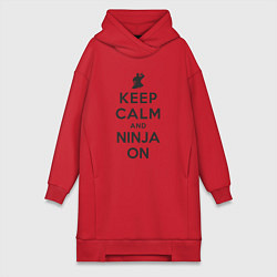 Женское худи-платье Keep calm and ninja on, цвет: красный