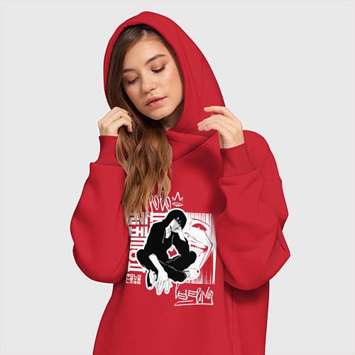 Женская толстовка-платье Поднятие уровня в одиночку Граффити / Красный – фото 3
