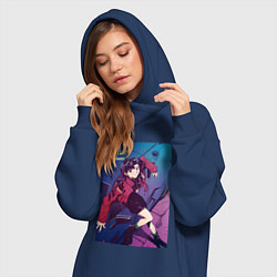 Женское худи-платье Евангелион Мисато Кацураги, цвет: тёмно-синий — фото 2