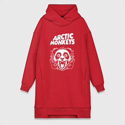 Женское худи-платье Arctic Monkeys rock panda, цвет: красный