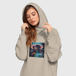 Женское худи-платье Принцесса - медуза, цвет: миндальный — фото 2