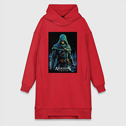 Женское худи-платье Assassins creed в капюшоне, цвет: красный