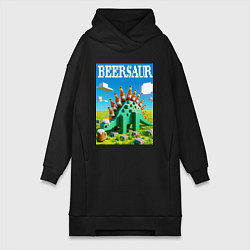 Женское худи-платье Пивозавр в стиле Майнкрафт - нейросеть, цвет: черный