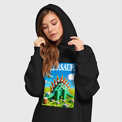 Женское худи-платье Пивозавр в стиле Майнкрафт - нейросеть, цвет: черный — фото 2
