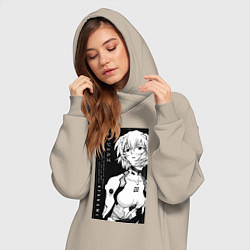 Женское худи-платье Евангелион Рей Аянами пилот, цвет: миндальный — фото 2