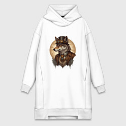 Женское худи-платье Волк симпатик, цвет: белый