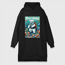 Женское худи-платье Polar bear diving - ai art, цвет: черный