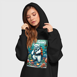 Женское худи-платье Polar bear diving - ai art, цвет: черный — фото 2