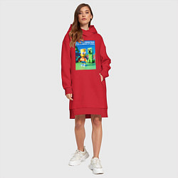 Женское худи-платье Bart and Creeper - collaboration ai art, цвет: красный — фото 2