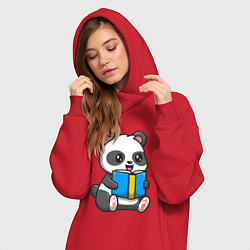 Женское худи-платье Панда читает, цвет: красный — фото 2