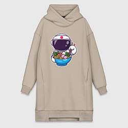 Женская толстовка-платье Космонавт ест рамен