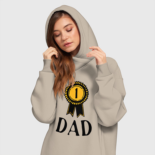 Женская толстовка-платье Папаня номер один / Миндальный – фото 3