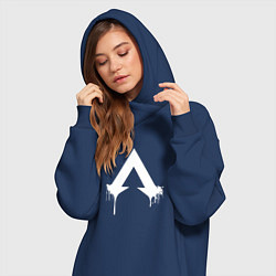 Женское худи-платье Логотип Apex с подтеками, цвет: тёмно-синий — фото 2