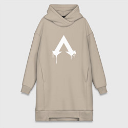 Женское худи-платье Логотип Apex с подтеками, цвет: миндальный