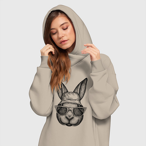 Женская толстовка-платье Зайка-хипстер / Миндальный – фото 3