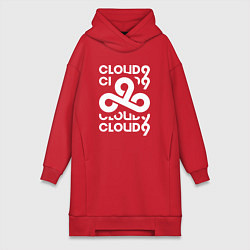 Женское худи-платье Cloud9 - in logo, цвет: красный