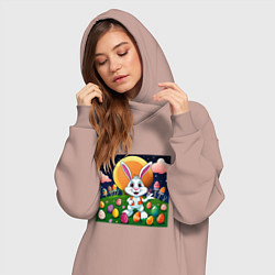 Женское худи-платье Кролик пришелец, цвет: пыльно-розовый — фото 2