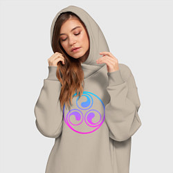 Женское худи-платье Лиловый круглый трискелион, цвет: миндальный — фото 2