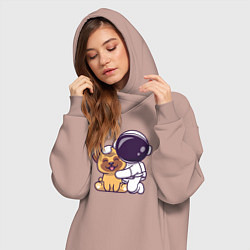 Женское худи-платье Космонавт и пёсик, цвет: пыльно-розовый — фото 2